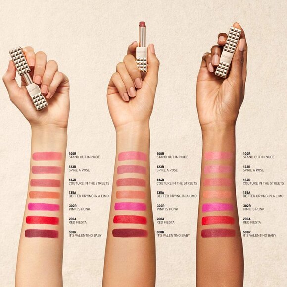 VALENTINO Mini Spike Matte Lipstick Shade 134R Couture In The Streets NIB - Picture 8 of 13